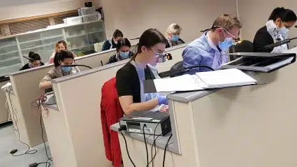 Dentists complete both online education and hands-on training of our dental implant courses to be granted a postgraduate certificate Image of hands on implant course